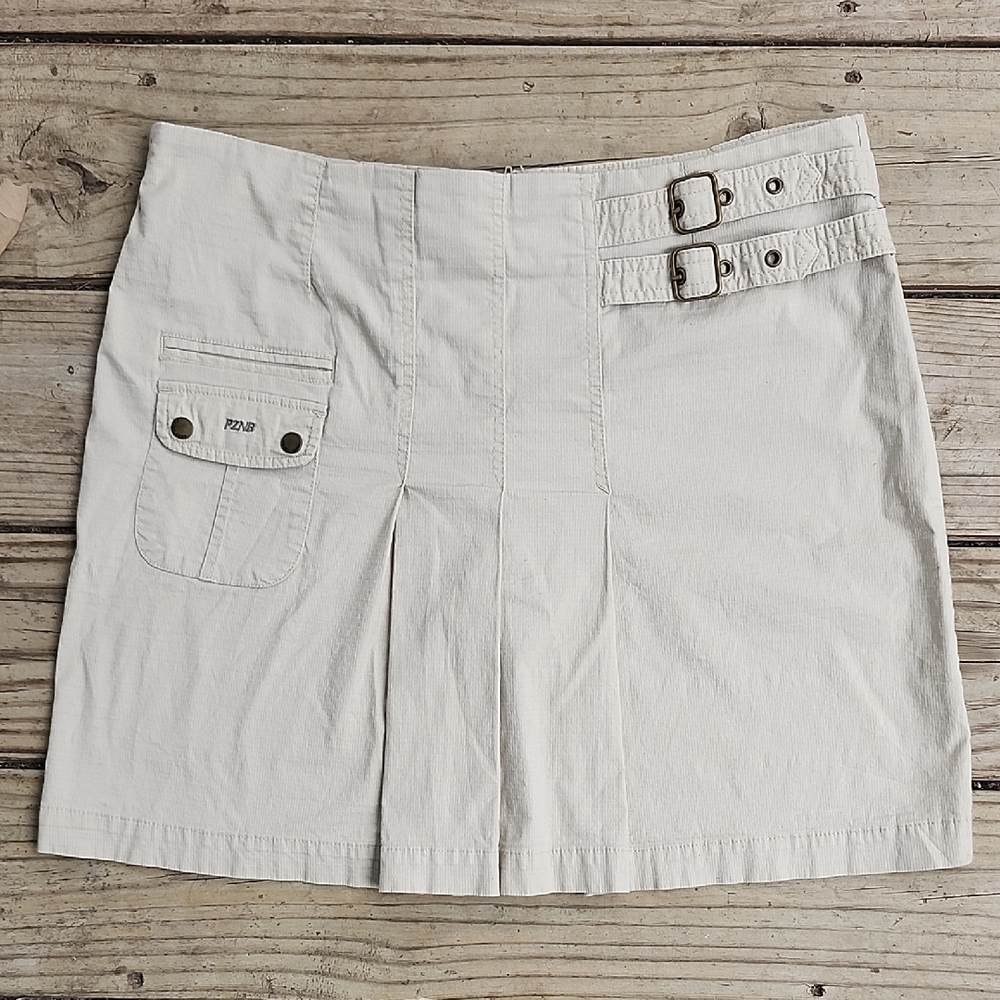Point Zero X Nicole Benisti cream Buckle Detail Mini Skirt Utility Y2K L/XL